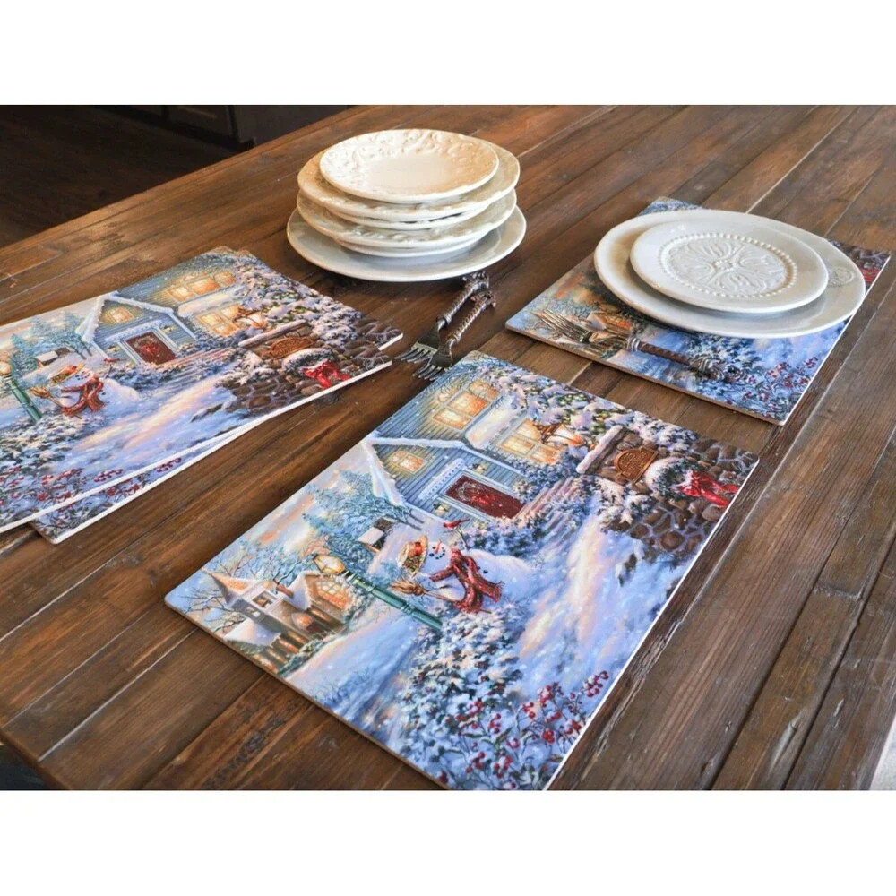 Set of 4 Hard Placemats w/Cork Back (12